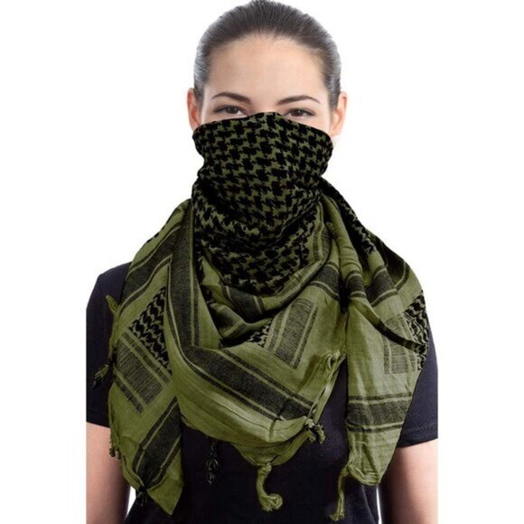 ⚡Men Green 100% Cotton Military Shemagh Tactical Desert Keffiyeh Scarf Wrap - Picture 6 of 8